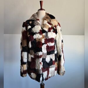 Furmoste Vintage 1970s Patchwork French Rabbit Fur Jacket